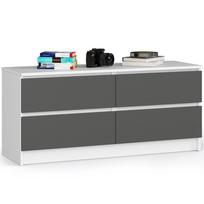 komoda akord - Komoda Akord Furniture Factory K120 4SZ CLP, balta/pilka, 40 cm x 120 cm x 55 cm - 1 nuotrauka