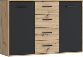 Komoda Forte NTU231-M712, ruda/grafito, 34.2 cm x 122.6 cm x 81.7 cm