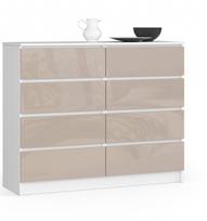 komoda 8 stalciai - Komoda Akord K120 8SZ CLP, balta/smėlio, 40 cm x 120 cm x 99 cm - 1 nuotrauka