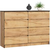 Komoda Akord K140, ąžuolo/juoda, 40 cm x 138 cm x 99 cm
