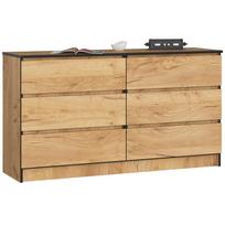 Komoda Akord K140, ąžuolo/juoda, 40 cm x 138 cm x 77 cm