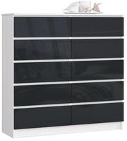 Komoda Akord K120, balta/grafito, 40 cm x 120 cm x 121 cm