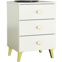 baltos spinteles prie lovos - Komoda Akord Furniture Factory Mobi K-03, aukso/balta, 37 cm x 40 cm x 58 cm - 1 nuotrauka