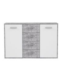 Komoda Domoletti Antuza NTU231-C251, balta/pilka, 122.6 cm x 34.2 cm x 88.1 cm