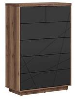 Komoda Forn S471-KOM6S-DDC/CAM, juoda/tamsaus ąžuolo, 90 cm x 42.5 cm x 130.5 cm