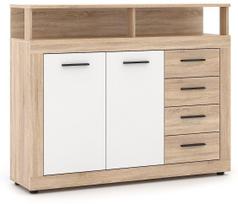 Komoda Luna Midi A 2D4S, šviesiai ruda, 119 cm x 32 cm x 96.8 cm