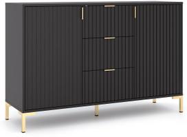 Komoda Flinn 2D FL08, aukso/juoda, 130.5 cm x 40 cm x 85.8 cm