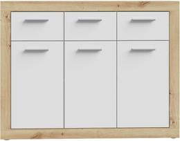 Komoda Forte BCCK231-C804, balta/rusva, 116 cm x 34 cm x 90 cm