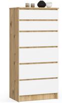 komoda balta 130 cm - Komoda Akord Furniture Factory K60 OP0PK-6ARTBIA001, balta/medžio, 64 cm x 40 cm x 130 cm - 1 nuotrauka