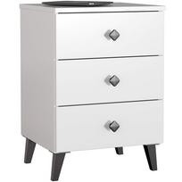 ermitazas stalai - Komoda Akord Furniture Factory Mobi K-03, balta/juoda, 37 cm x 40 cm x 58 cm - 1 nuotrauka
