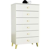 Komoda Akord Furniture Factory Mobi 6, aukso/balta, 37 cm x 60 cm x 104 cm