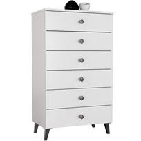 komoda akord - Komoda Akord Furniture Factory Mobi 06, balta/juoda, 37 cm x 60 cm x 104 cm - 1 nuotrauka