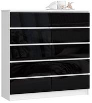 Komoda Akord K120 10SZ CLP, balta/juoda, 40 cm x 120 cm x 121 cm