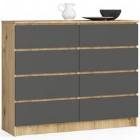 Komoda Akord K120 8SZ CLP, ąžuolo/pilka, 40 cm x 120 cm x 99 cm