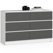 Komoda Akord K120, balta/pilka, 40 cm x 120 cm x 77 cm
