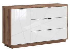 Komoda Forn S471-KOM1D3S-DDC/BIP, ąžuolo/balta, 156 cm x 42.5 cm x 93 cm