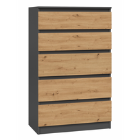 x m5 - Komoda Malwa M5, antracito/ąžuolo, 40 cm x 70 cm x 109.5 cm - 1 nuotrauka