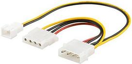 Goobay 96118 PC Y power cable/adapter; 5.25 inch male to 1x 5.25 inch female and 1x 2-pin fan (12 V) 0.25m