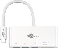 Goobay USB-C™ Multiport Adapteris CardReader - erweitert ein USB-C™ Gerät um drei USB 3.0 Anschlüsse sowie einen Kartenschacht für SD/MMC
