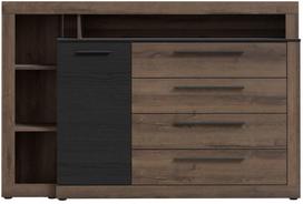 Komoda Forte Bellevue BLQK351LT-N09, juoda/tamsiai ruda, 43.4 cm x 160.5 cm x 107.3 cm