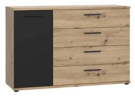 Komoda Forte JCKK225L-M108, ąžuolo/juoda, 41.3 cm x 124.9 cm x 83.1 cm
