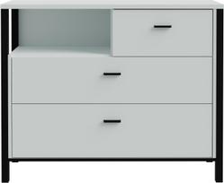 Komoda Forte High Rock HRKK211-M759, balta/juoda, 104.8 cm x 40.2 cm x 85.1 cm