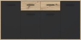 Komoda Forte NTU241-M712, grafito/rusva, 34.2 cm x 162.3 cm x 81.7 cm