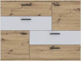 Komoda Forte Skive SKVK46-M815, balta/rusva, 41.3 cm x 124.9 cm x 95.9 cm