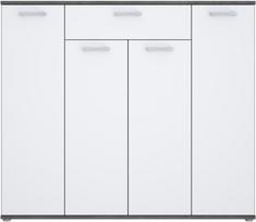 Komoda Forte RPSK341-C592, balta/pilka, 139.3 cm x 34.1 cm x 120.7 cm