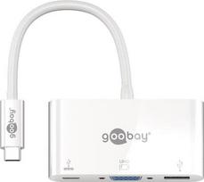 Goobay USB-C™ Multiport-Adapteris VGA, PD, baltas - erweitert ein USB-C™ Gerät um einen USB 3.0- und einen VGA-Anschluss