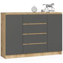 komodos dureles - Komoda Akord Furniture Factory, ąžuolo/pilka, 40 cm x 138 cm x 99 cm - 1 nuotrauka