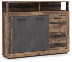 Komoda Luna Midi A 2D4S, grafito/tamsiai ruda, 119 cm x 32 cm x 96.8 cm