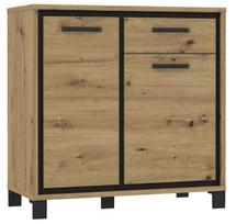 Komoda Forte Trondheim TDHK221-C773, ąžuolo/juoda, 41.5 cm x 91.4 cm x 90.9 cm