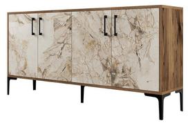 Komoda Kalune Design Kiev 160, balta/riešuto, 35 cm x 160 cm x 78 cm