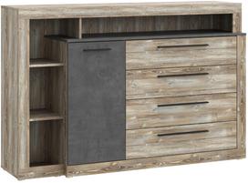 Komoda Forte Bellevue BLQK351L-C473, ruda/pilka, 43 cm x 161 cm x 107 cm
