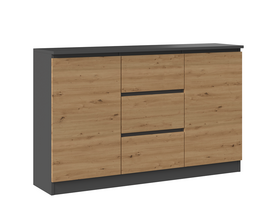 komoda akord - Komoda Akord Malwa 2D2S, antracito/ąžuolo, 120 cm x 30 cm x 75 cm - 1 nuotrauka