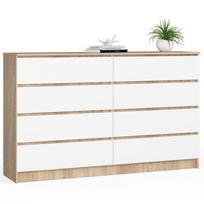 Komoda Akord K160, balta/sonoma ąžuolo/šviesiai ruda, 40 cm x 160 cm x 121 cm