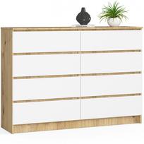 Komoda Akord K140, ąžuolo/balta, 40 cm x 138 cm x 99 cm