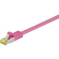 Goobay 1m RJ45 Patchkabel CAT 6A S/FTP (PiMF), 500 MHz, mit CAT 7 Rohkabel, magenta LSZH halogenfrei, Kupfer