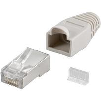 cat 6 shielded cable - Goobay 68746 RJ45 plug, CAT 5e STP shielded with strain-relief boot, pilkas - 1 nuotrauka