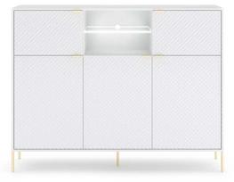 Komoda Diamond 5D DI03, aukso/balta, 155.9 cm x 42 cm x 125.8 cm