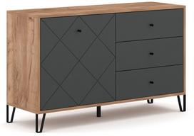 Komoda Bilbao BL05, ruda/grafito, 123.4 cm x 40 cm x 75.2 cm