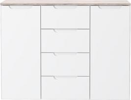 Komoda Forte OREK231-P94, balta/rusva, 34.3 cm x 104.5 cm x 80.2 cm