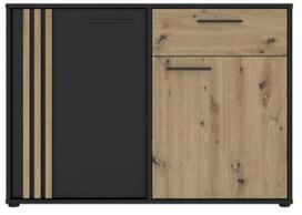 Komoda Forte Cardigan, ąžuolo/juoda, 34.3 cm x 115.8 cm x 82.3 cm