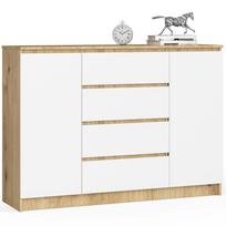 Komoda Akord Furniture Factory, ąžuolo/balta, 40 cm x 138 cm x 99 cm