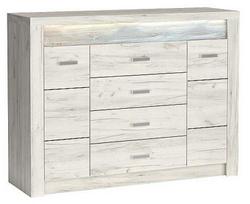 Komoda Indianapolis I7, balta, 137 cm x 42 cm x 104 cm
