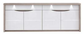 Komoda Forte Saint Tropez STZK2411B-T27, balta/smėlio ruda, 227.1 cm x 52.7 cm x 84.4 cm