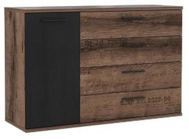 Komoda Forte Jacky JCKK225L-N09T, juoda/tamsaus ąžuolo, 41.3 cm x 124.9 cm x 83.1 cm