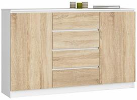 komoda 160 - Komoda Akord K160 2D 4SZ CLP, balta/sonoma ąžuolo, 160.4 cm x 40 cm x 99 cm - 1 nuotrauka