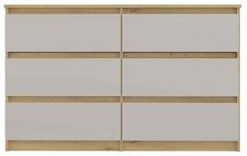 Komoda Akord Furniture Factory Malwa M6, ruda/balta, 120 cm x 30 cm x 75 cm